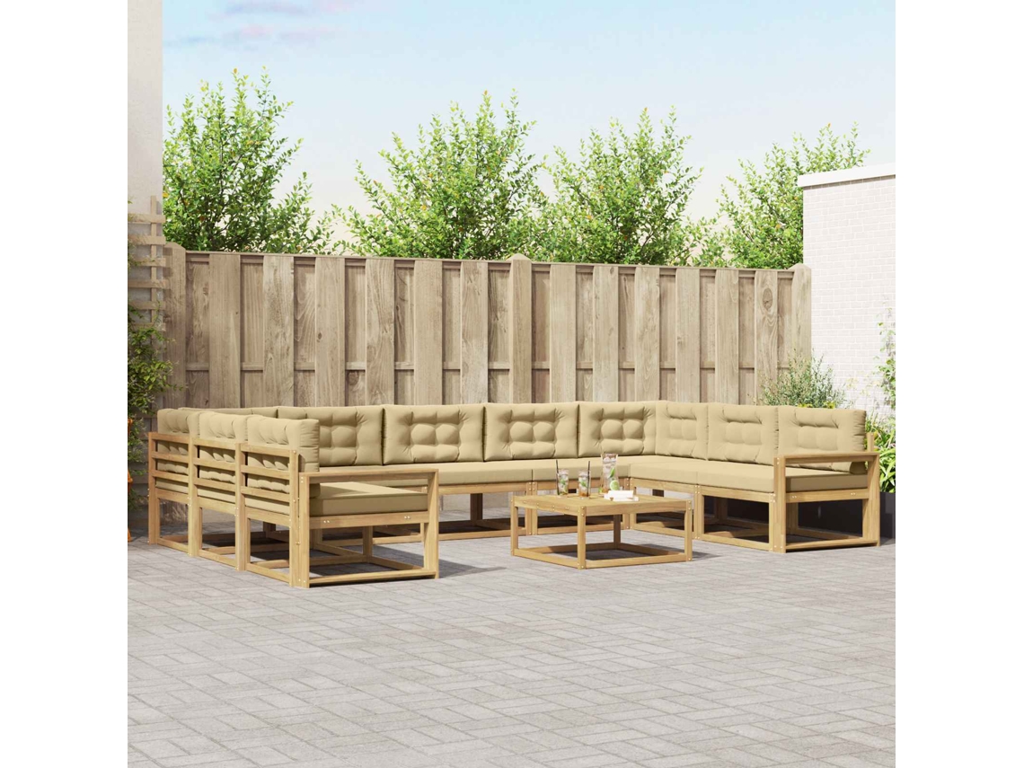 Vidaxl Conjunto De Sofás Para Exterior 10 Unid. Branco E Bege