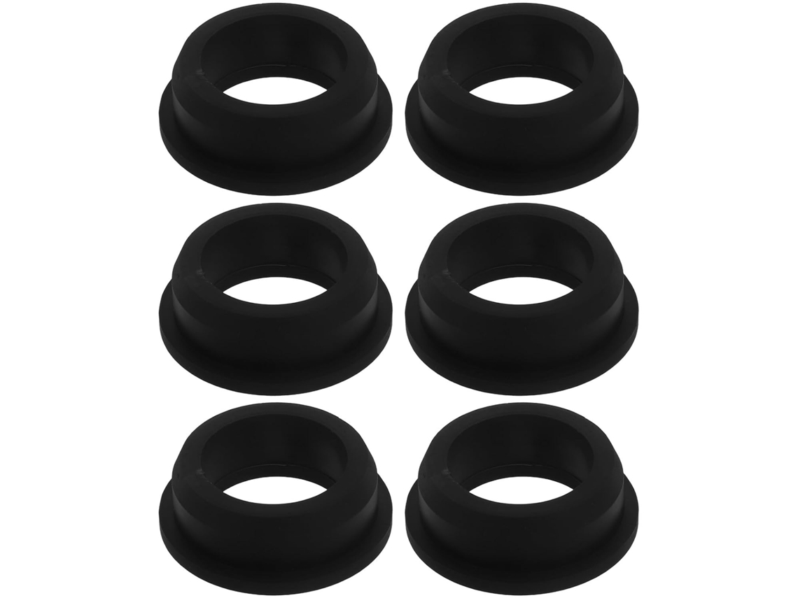 Conjunto De 6 Ilhós De Silicone Pretos Para Cabos, Resistentes A Altas Temperaturas, Com Design Elegante.