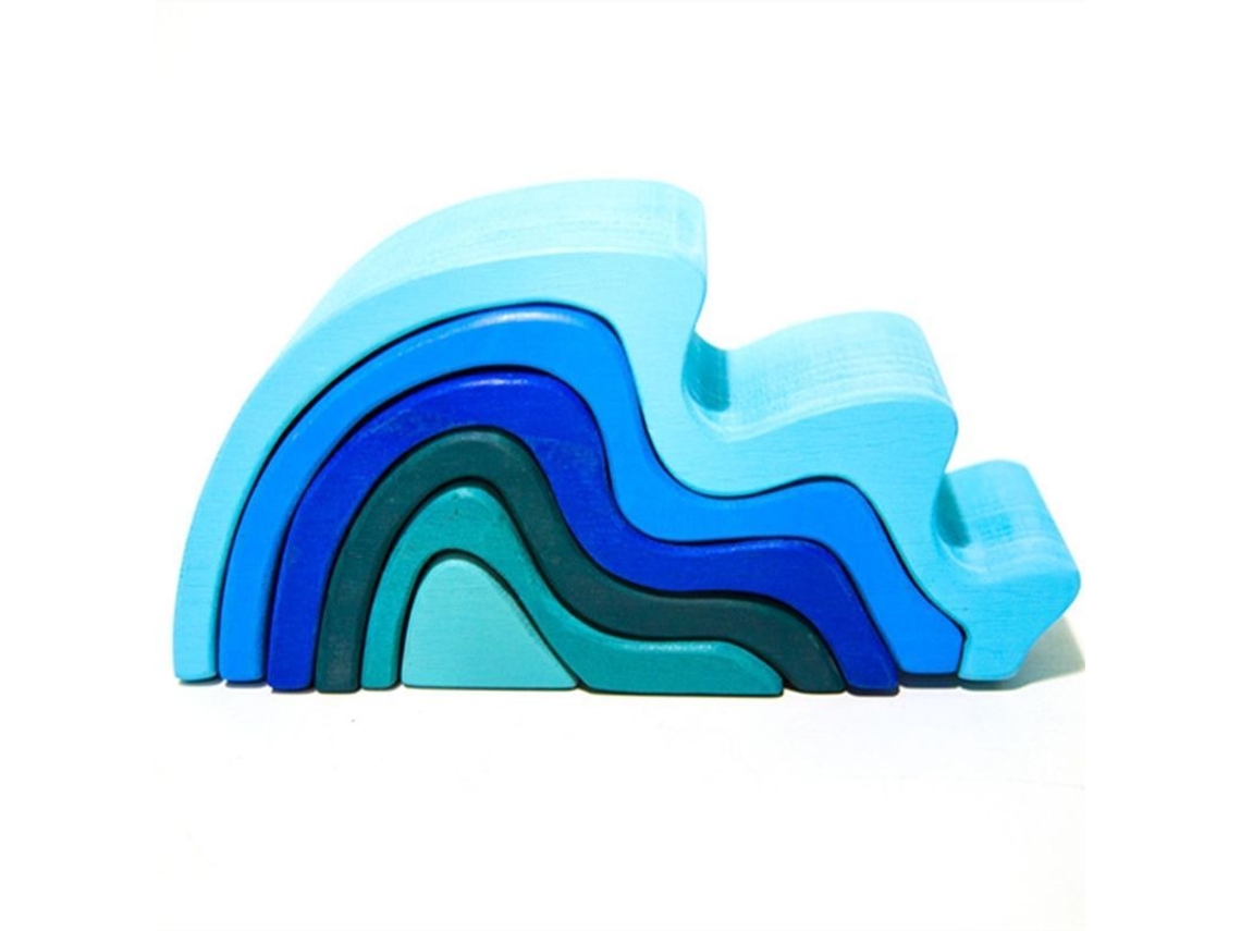 Brinquedo Montessori de Madeira Arco Íris para Empilhar e Aprender Crianças