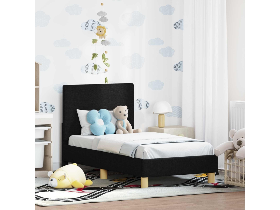 Vidaxl Estrutura De Cama Para Criança Com Cabeceira Preto 70 X 140 Cm