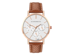 Relógio de Pulso Feminino Fashion Simples de Quartzo com Pulseira Pu Decoração Café