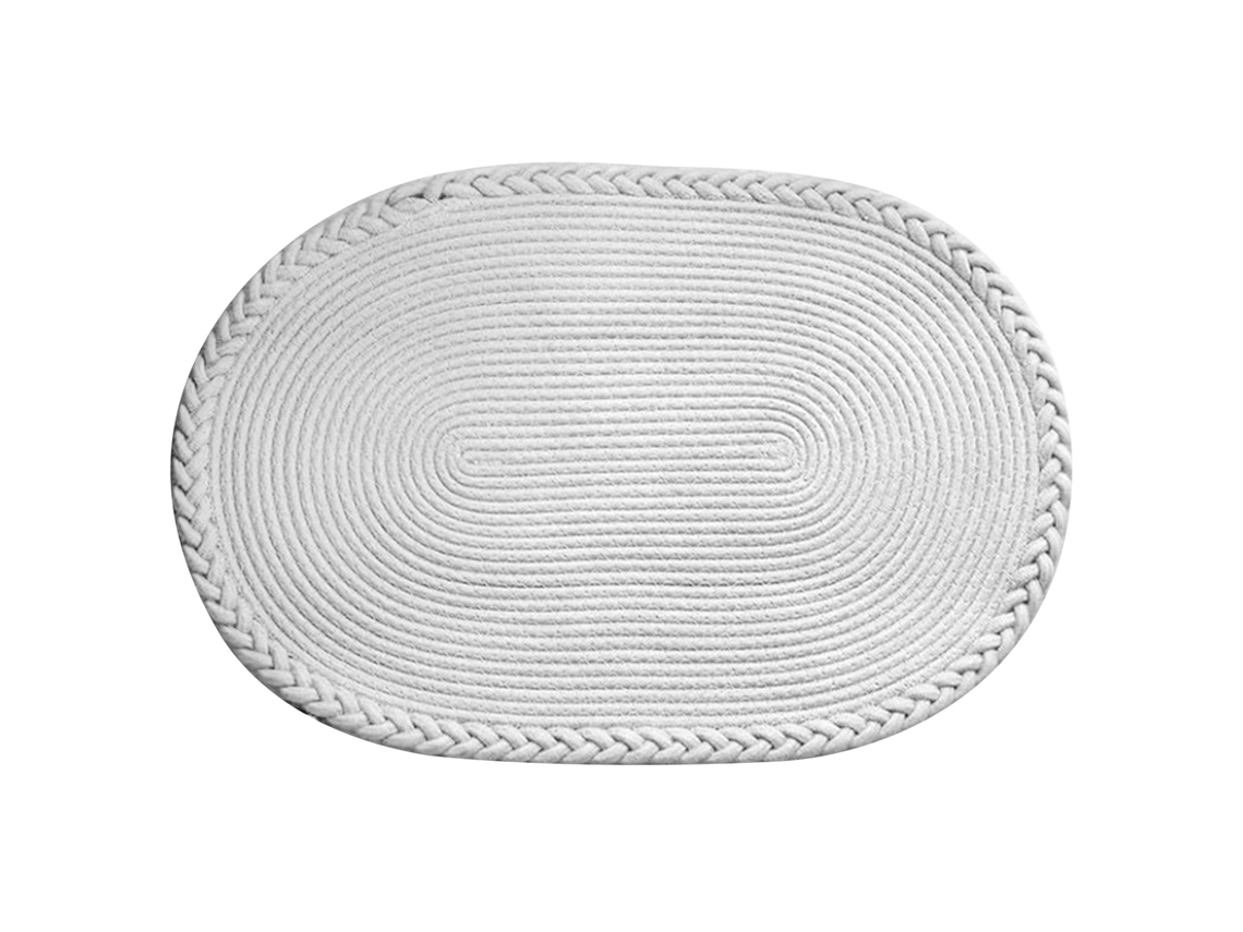 Tapete Oval De Cor Unica Para Quarto E Sala Branco