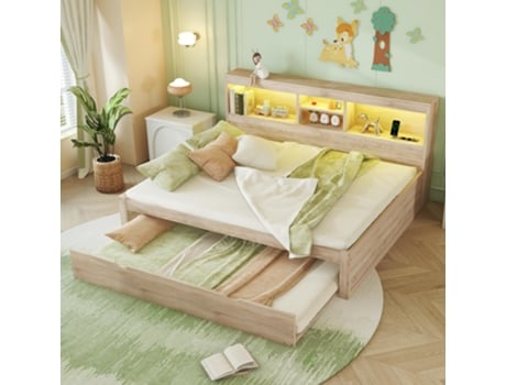 Sofá Cama 140x200 Cama De Dia Cama Extensível Cama Funcional Com Arrumação, Tomada Usb, Estrutura De Cama Led Com Estrado De Ripas Flieks