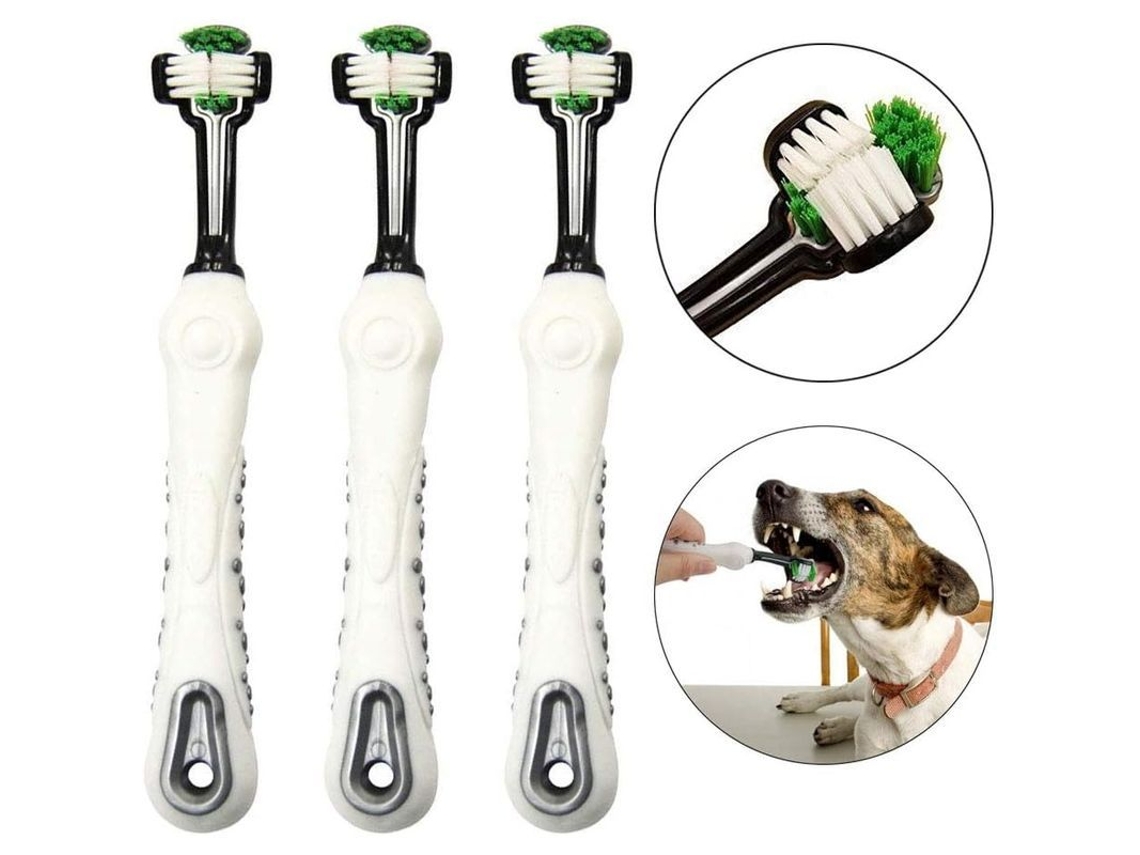 Cepillo Dental Para Perros De 3 Cabezas, Mango Ergonómico, Cuidado Bucal Para Mascotas, 2025 Nuevo