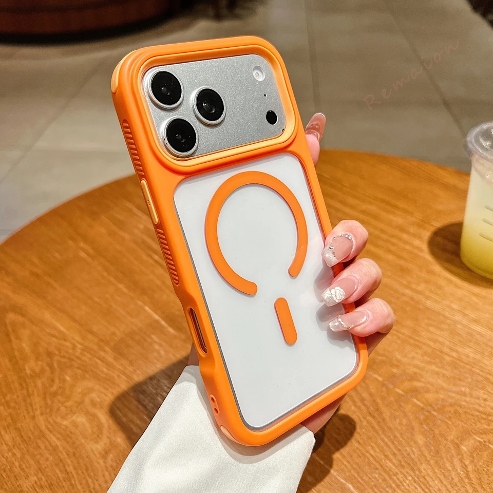 Capa Transparente Para Iphone 13 Pro (laranja), Compatível Com Carregamento Sem Fio E Resistente A Impactos.