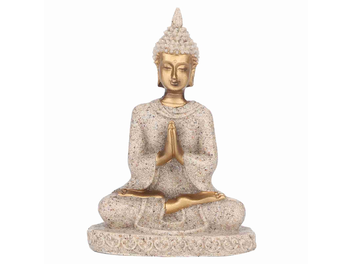 Estátua De Buda Sentado Meditando Dourado Para Decoração Interiores