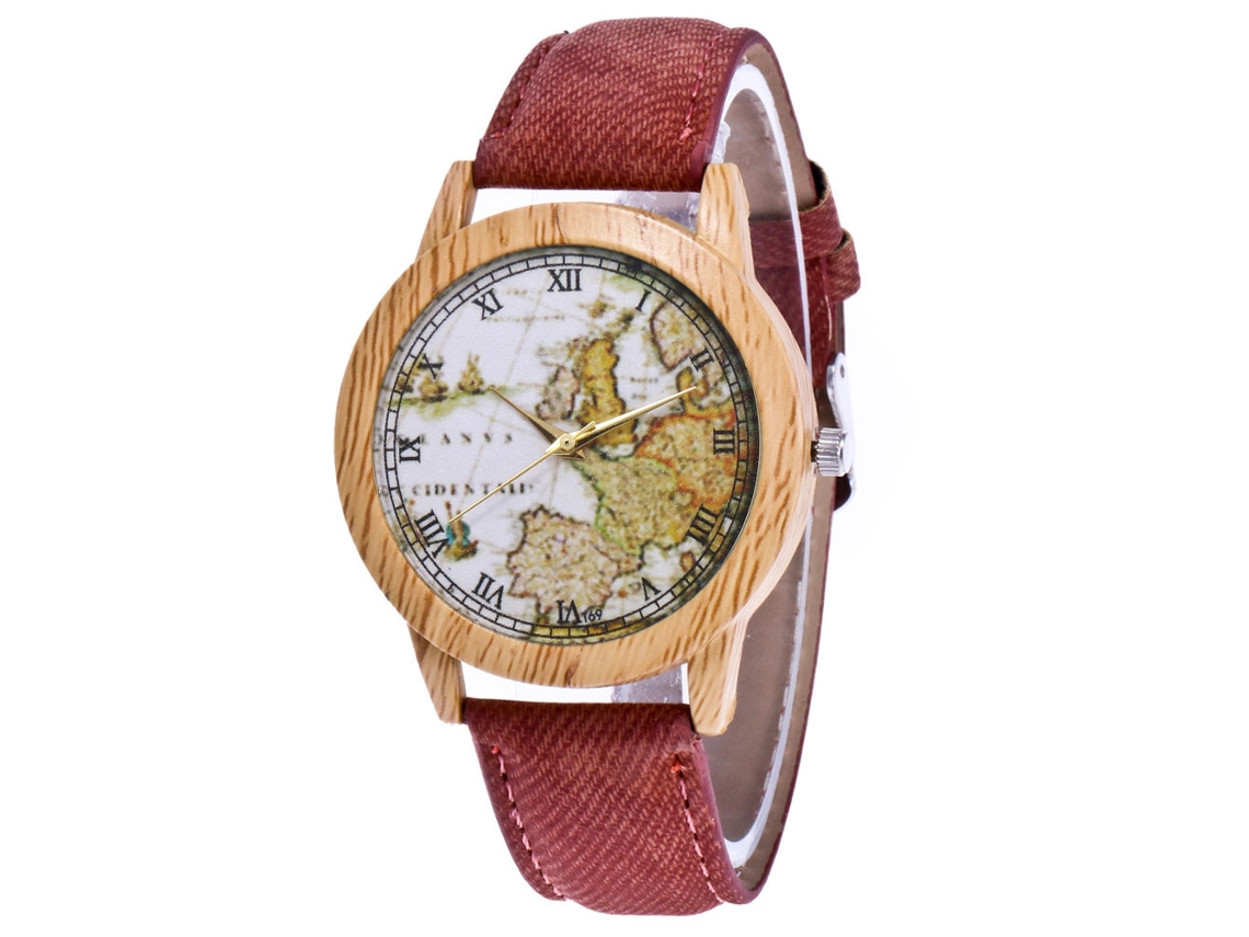 Reloj De Pulsera Casual De Cuarzo Con Correa De Denim Para Hombre Y Mujer Zhoulianfa Café