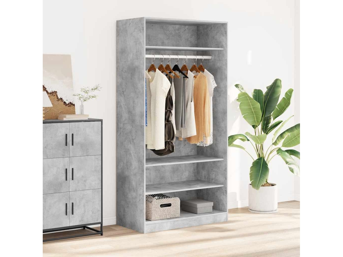 Vidaxl Roupeiro 100x50x200 Cm Contraplacado Cinzento Cimento