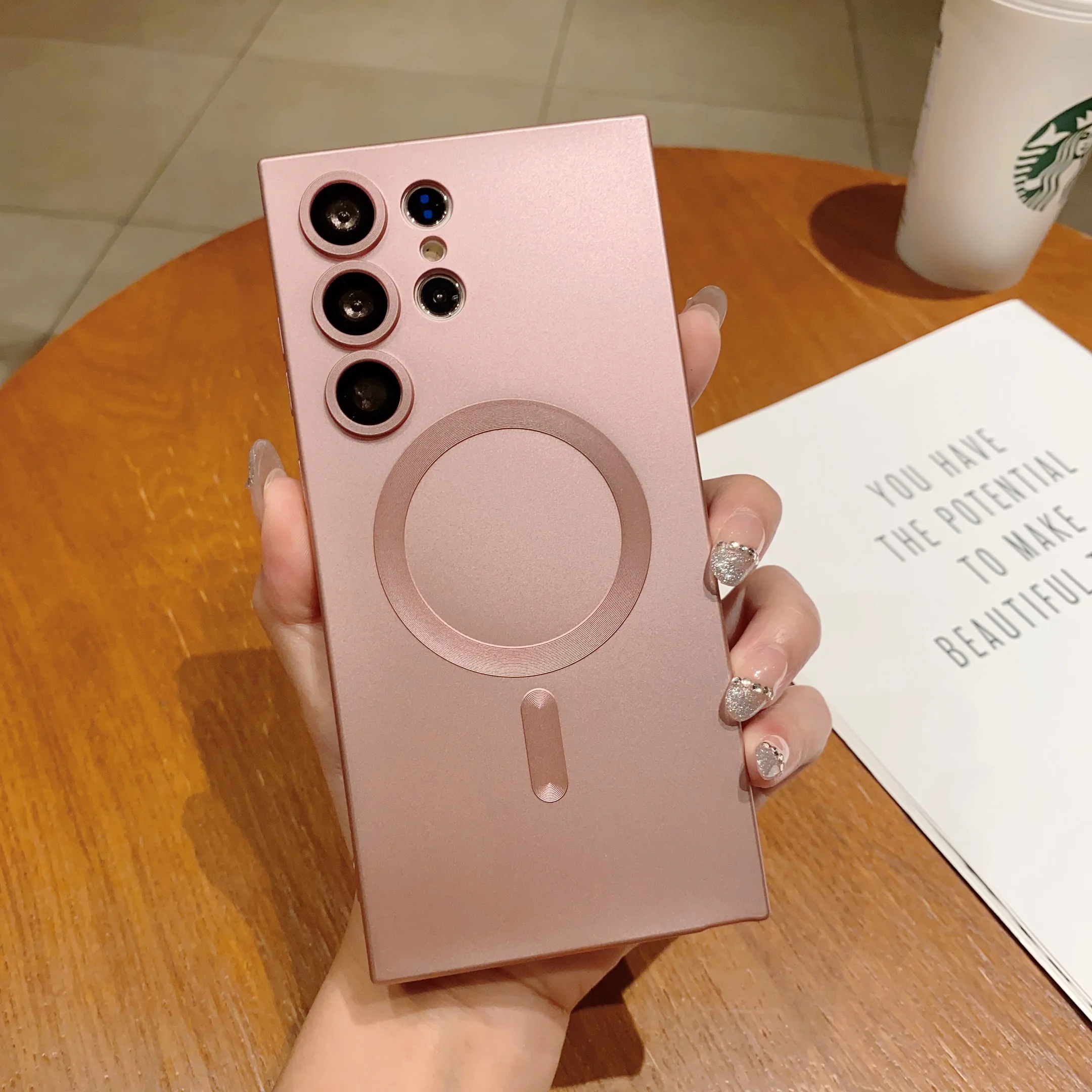 (samsung S20 Rosa) Capa Protetora Magnética, Feita De Material Tpu Macio.