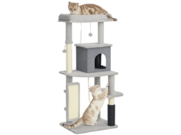 Arranhador para gatos de 132 cm com plataformas, postes, escova, bolas suspensas e almofadas cinza S/MARCA