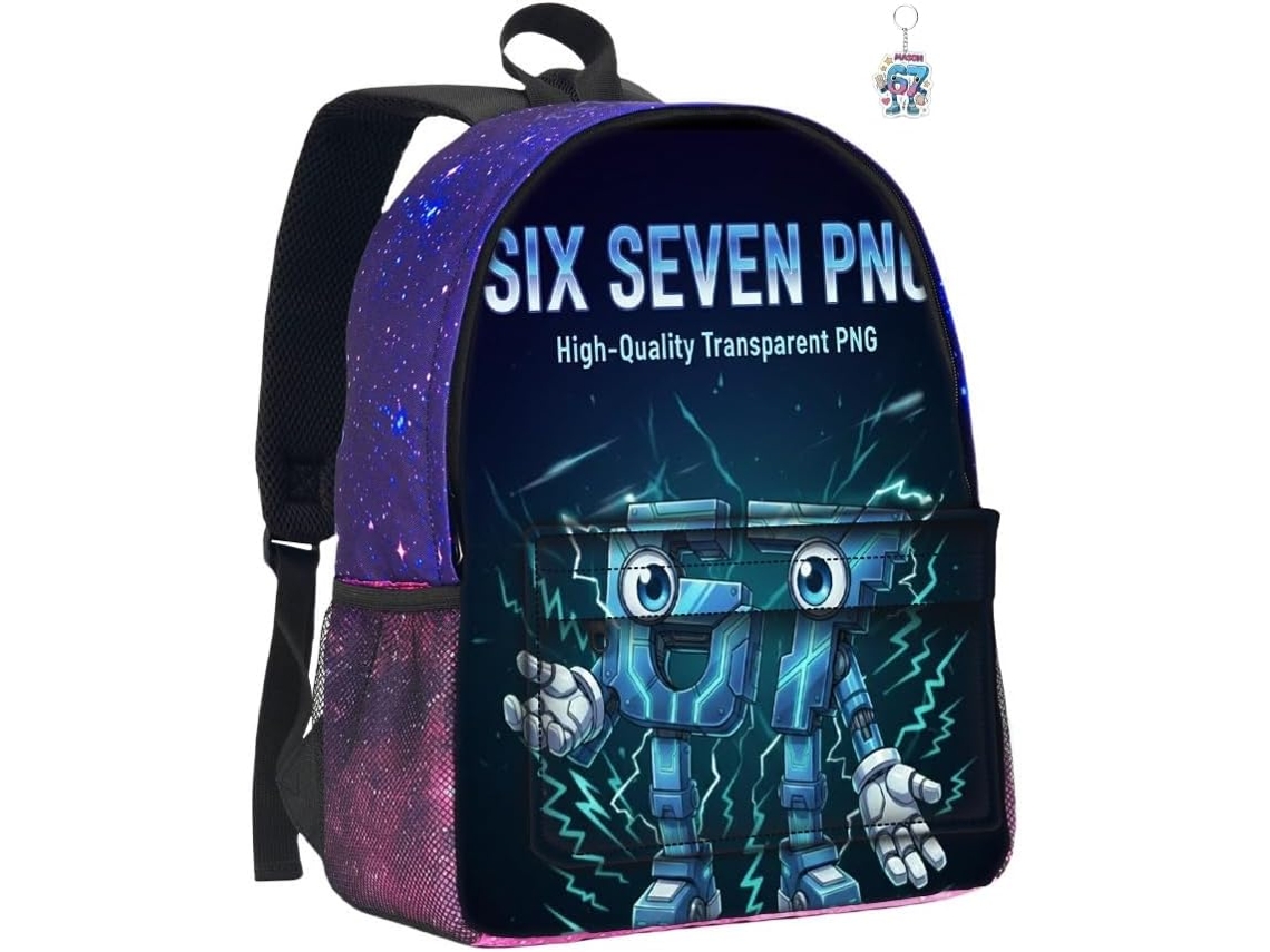 Mochila 67 Com Chaveiro, Temática De 40 Cm, Escolar Leve Grande Capacidade, Presente Ideal Para