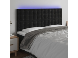 Cabeceira De Camapainel De Cabeceira C/ Luzes Led Veludo 200x5x118/128 Cm Preto Lovely Home