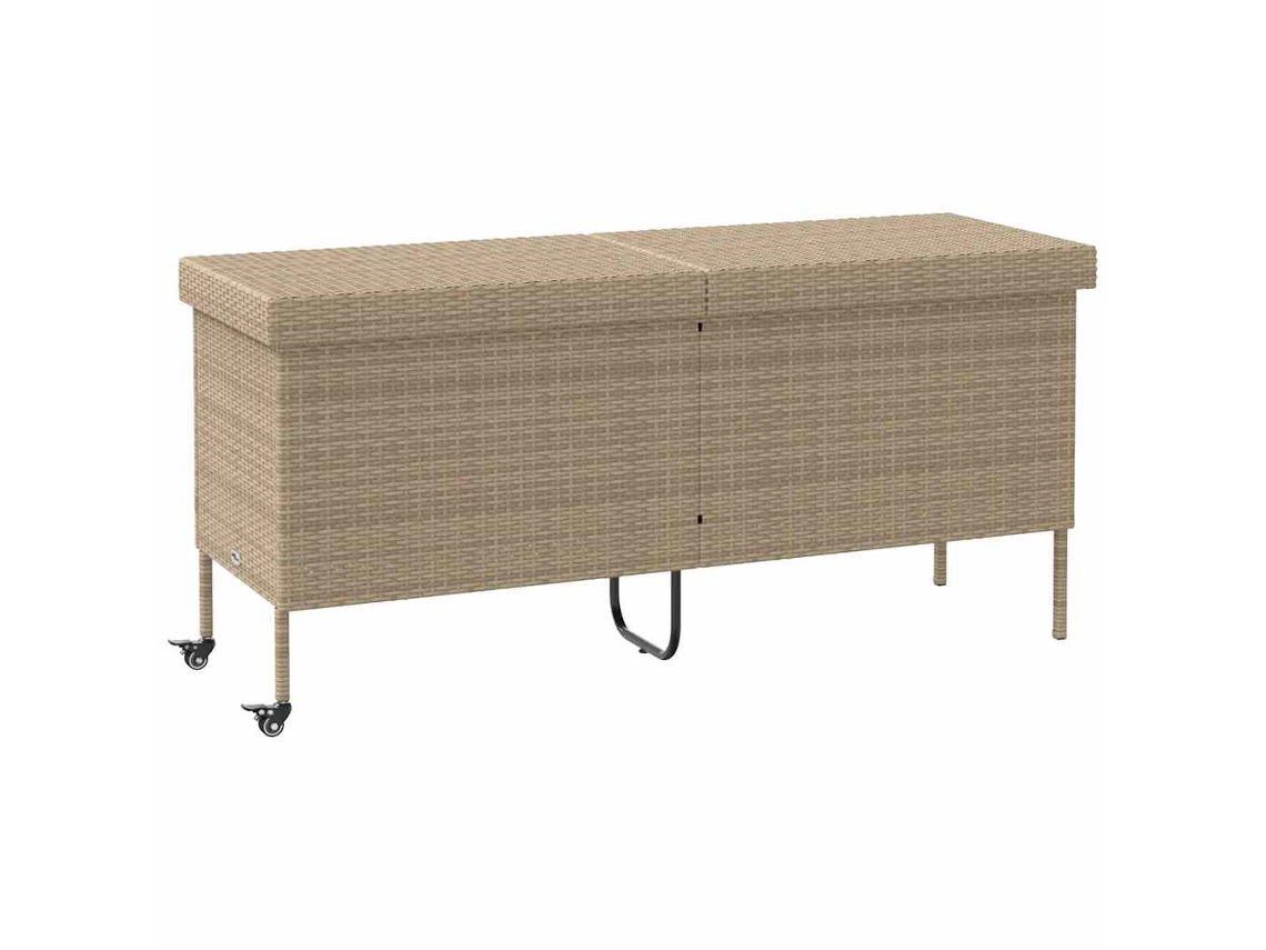 Caixa de Arrumação Jardim com Rodas Vime Pe Bege MAISON EXCLUSIVE (160x55x75 cm)