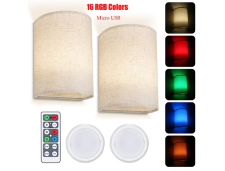 Candeeiro de Parede 16 Cores Rgb Pode Ser Escurecido Luz de Parede Sem Fio com Controle Remoto Usb Operado. MAOYI