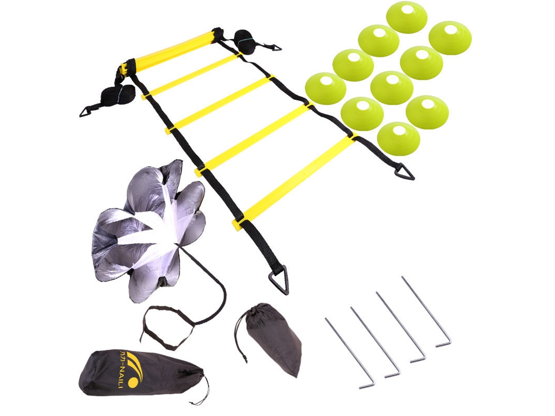 Terno de escada de agilidade conjunto de treinamento de futebol escada ágil escada de salto logotipo discus resistência guarda-chuva terno verde XLT