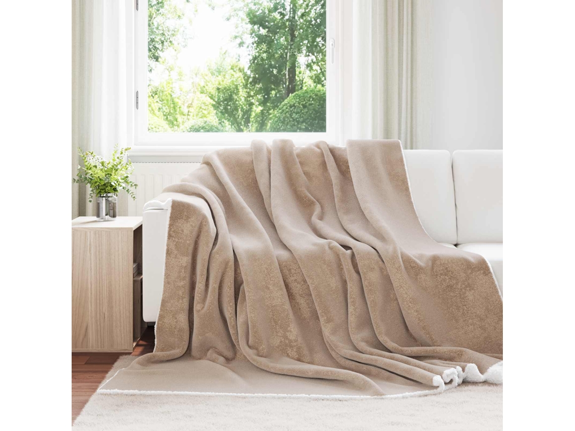 Vidaxl Cobertor Camelo 240 X 270 Cm Lã