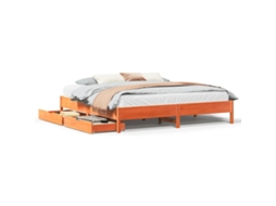 Cama Sem Colchão 200x200 Cm Pinho Maciço Castanho mel MAISON EXCLUSIVE