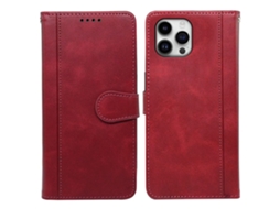 Capa Em Couro Pu Textura De Gémeo, Com Suporte Para Apple Iphone 16 Pro Max - Vermelho