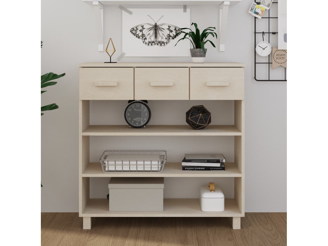 Vidaxl Mesa Consola Hamar 90x35x90 Cm Pinho Maciço Castanho-mel