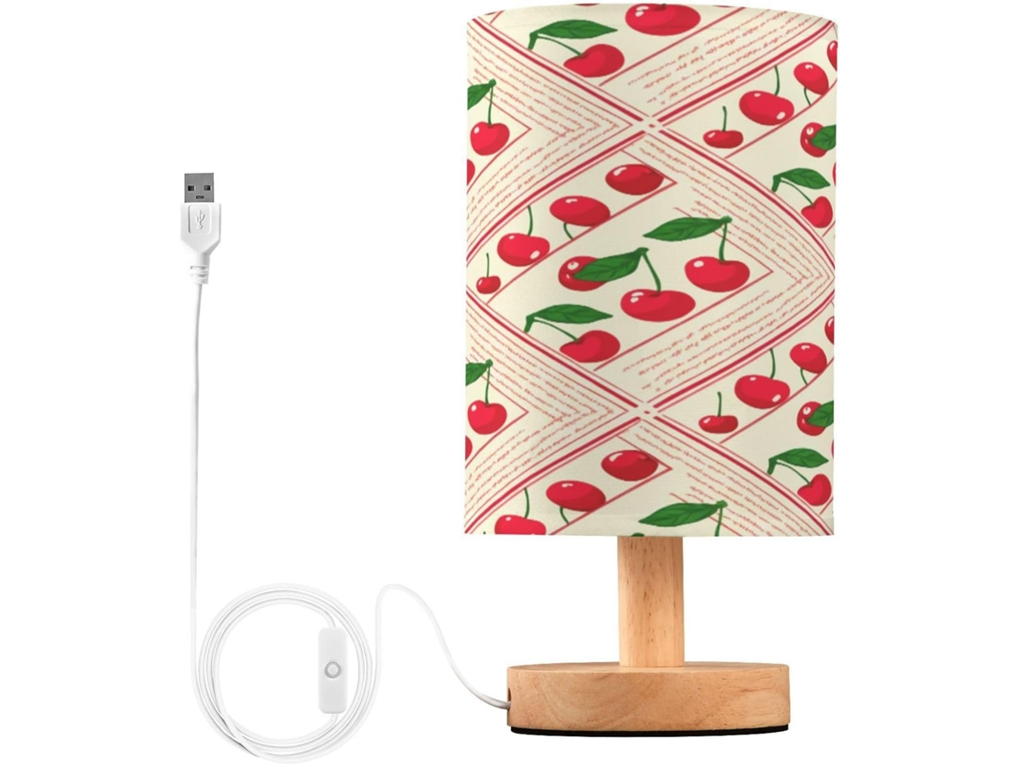 Abajur De Cabeceira Em Formato Cereja Para Quarto, Abajur De Cabeceira Led, Luminária De Leitura Com Portas Usb E Cúpula