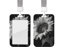 Porta Crachá Com Estampa De Girassol, Preto Cinza, Com Cordão, Porta Crachá, Capa Protetora Vertical Cartão, Capa