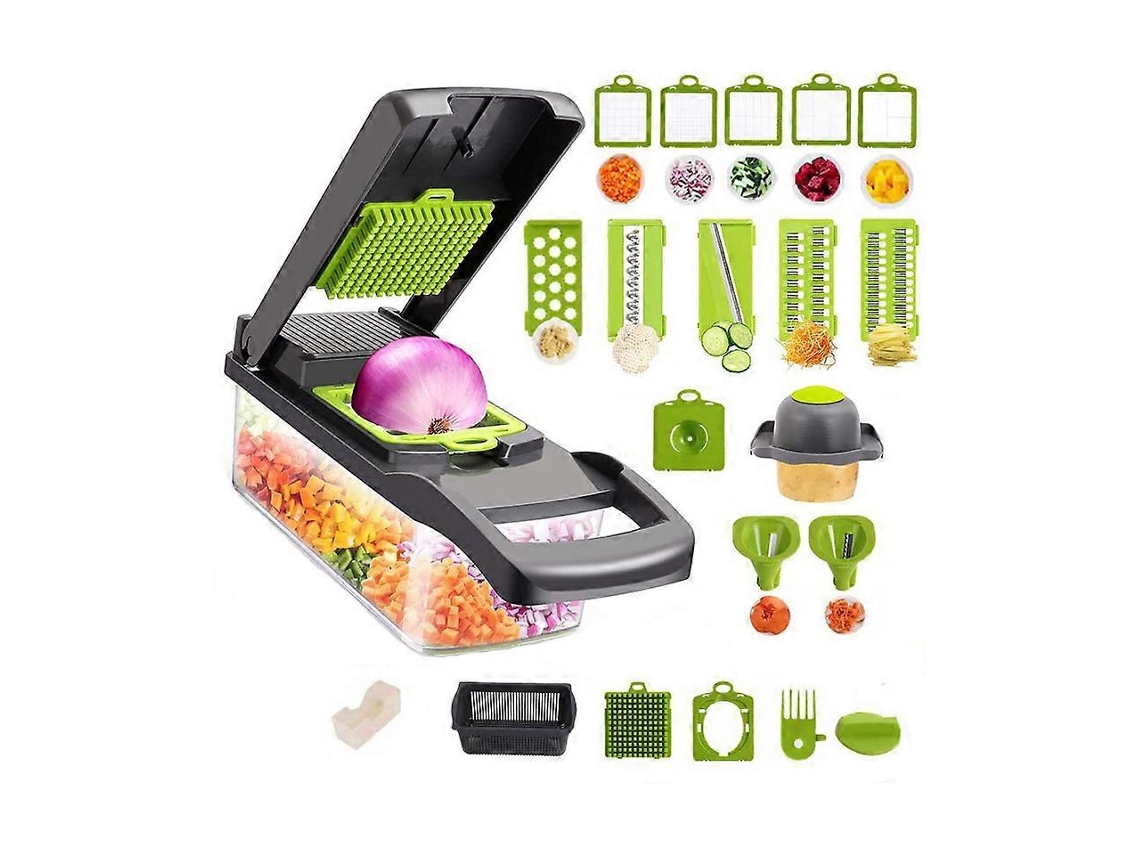 Cortador de Verduras Multifuncional com Lâminas Intercambiáveis Aço Inoxidável 420 36*10.8*13.5cm Verde