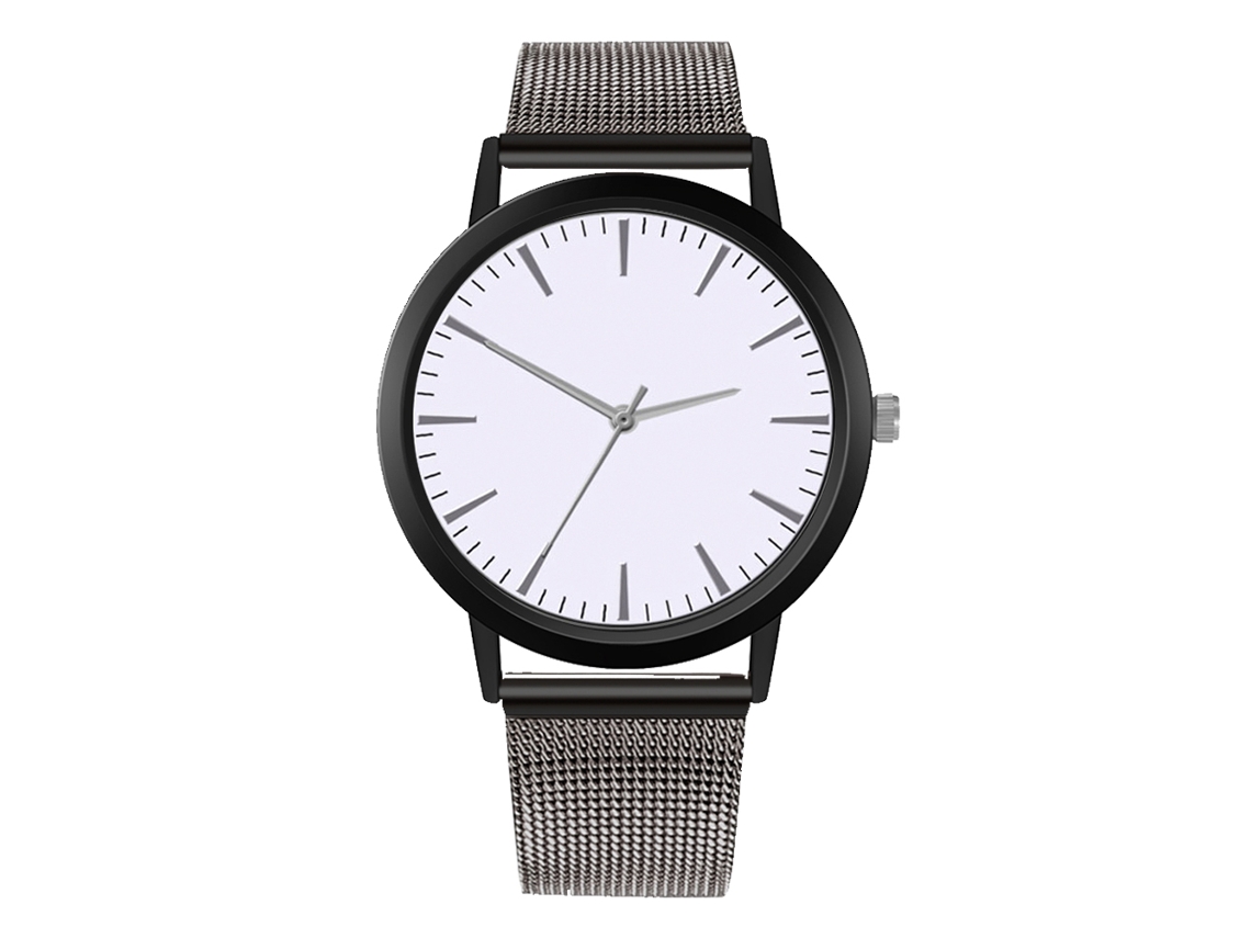 Reloj Analógico De Cuarzo Con Correa De Malla Casual Simple Zhoulianfa (gunmetal+blanco)