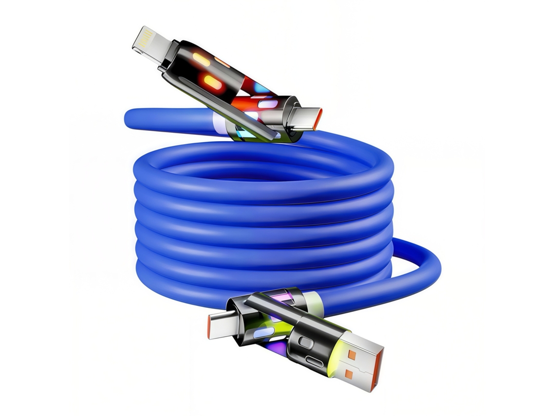 Cabo De Carregamento Rápido 4 Em 1 Com 240w E 200 Cm, Compatível Com Iphone 17/16/15/14, Macbook, Ipad Azul Panoona