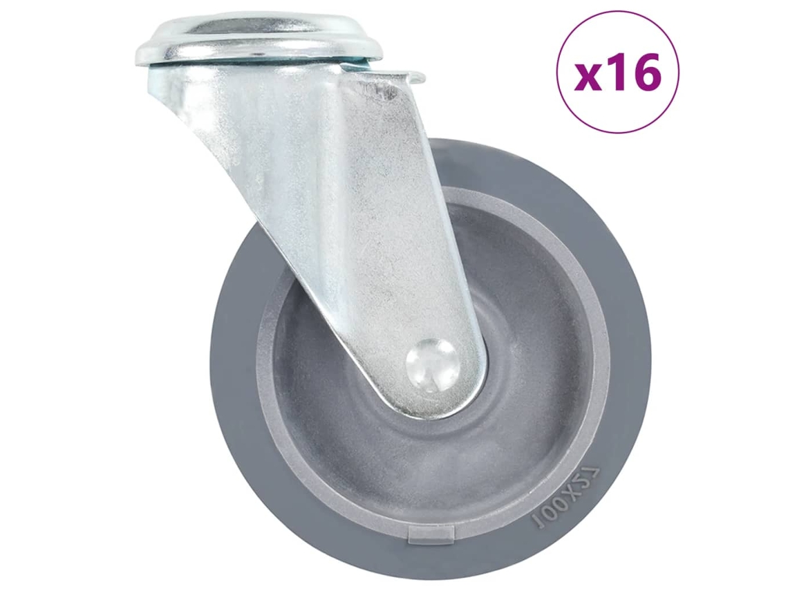 Vidaxl 16 Pcs Rodas Giratórias Com Orifício Para Parafuso 100 Mm