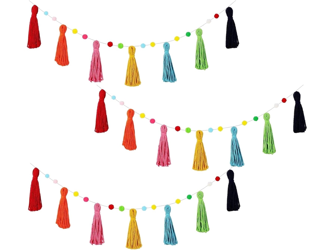 Guirlanda De Franjas Para Decoração De Festas, Conjunto De 3 Guirlandas Boêmias Multicoloridas Para Gokoco