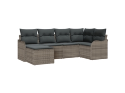 Conjunto 6 Sofá Modular Exterior Vidaxl Cinzento Vime Pe (232.5 X 122.5 X 69 Cm)