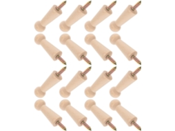 Ganchos De Rosca M4 Em Faia Sem Pintura, Conjunto De 16 Unidades Para Cabides E