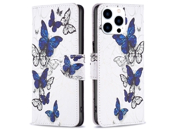 Capa Em Couro Pu Com Suporte Para Apple Iphone 16 Pro Max - Borboletas