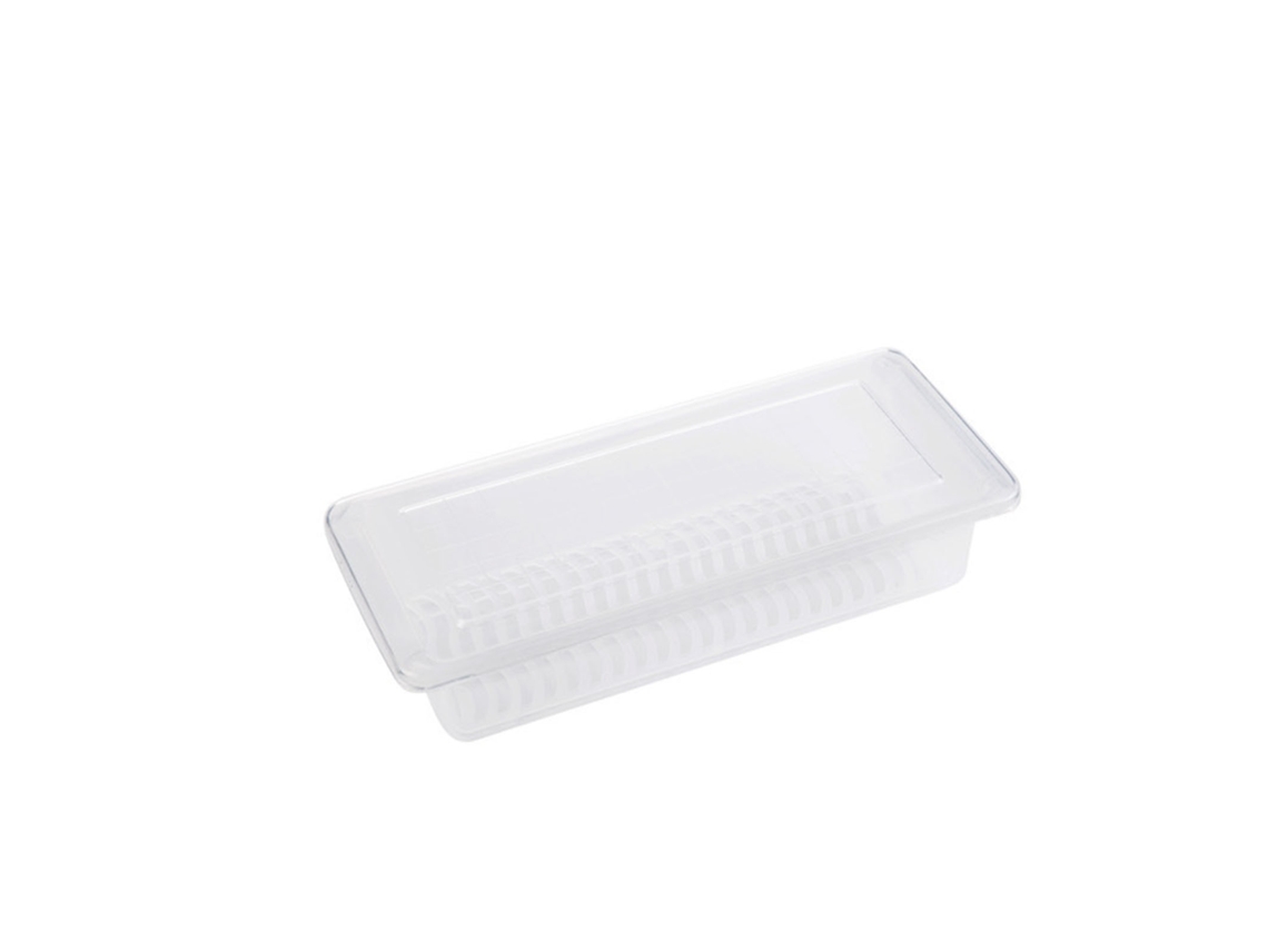 Recipiente de armazenamento transparente de plástico para geladeira com selo hermético e capacidade grande com marca