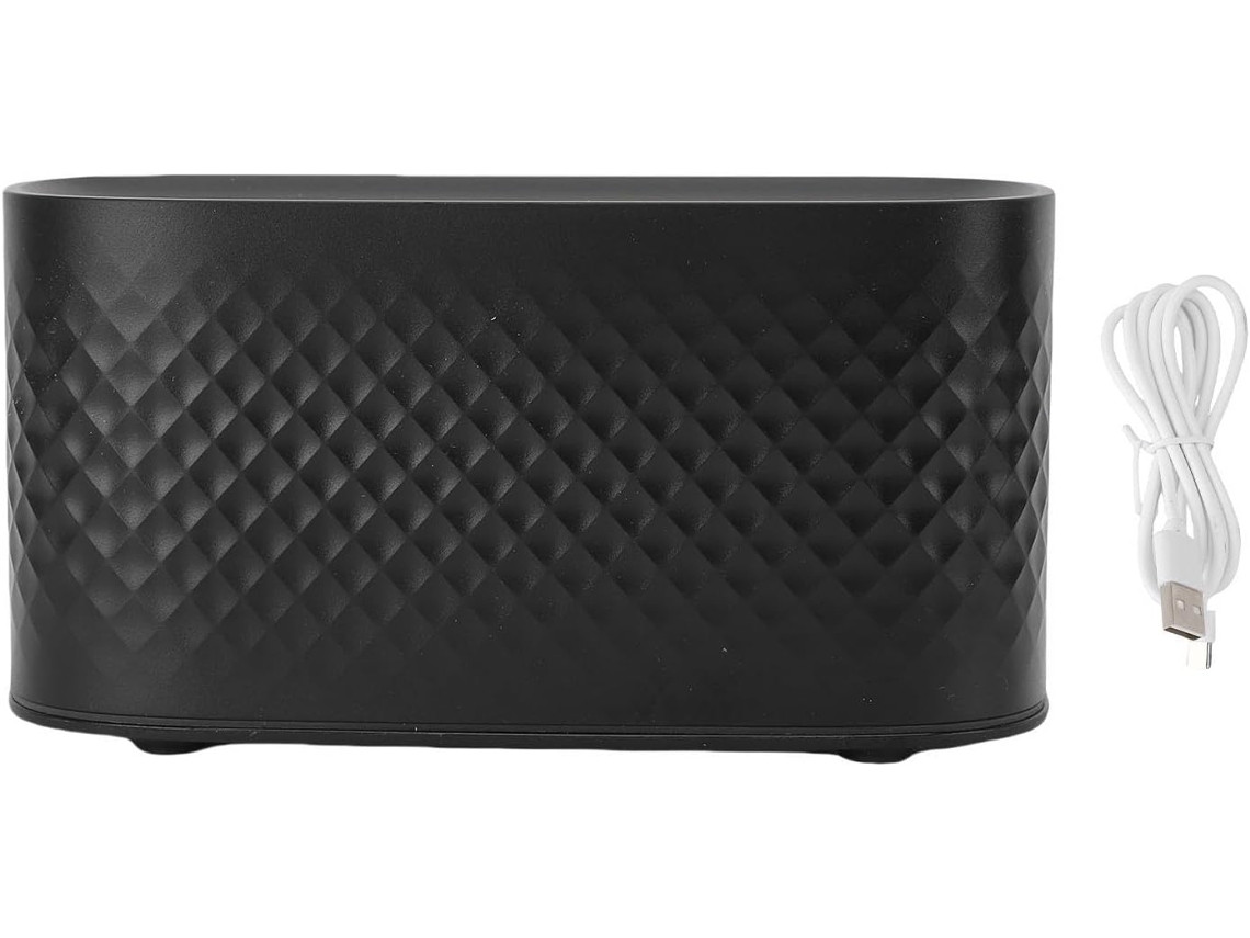 Umidificador De Mesa Com Design Elegante Em Preto, 160 Ml, Difusor Ar Colorido E Chama