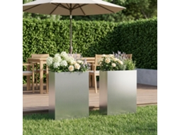 Vidaxl Vaso De Jardim 2 Unid. Prateado 50 X 20 X 75 Cm Aço Galvanizado