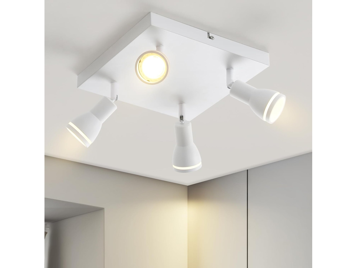 Plafon Led 4 Focos De Teto Modelos De Plafon Quadrado Branco Gu10 Metal Interior Sem Lâmpada Zmh