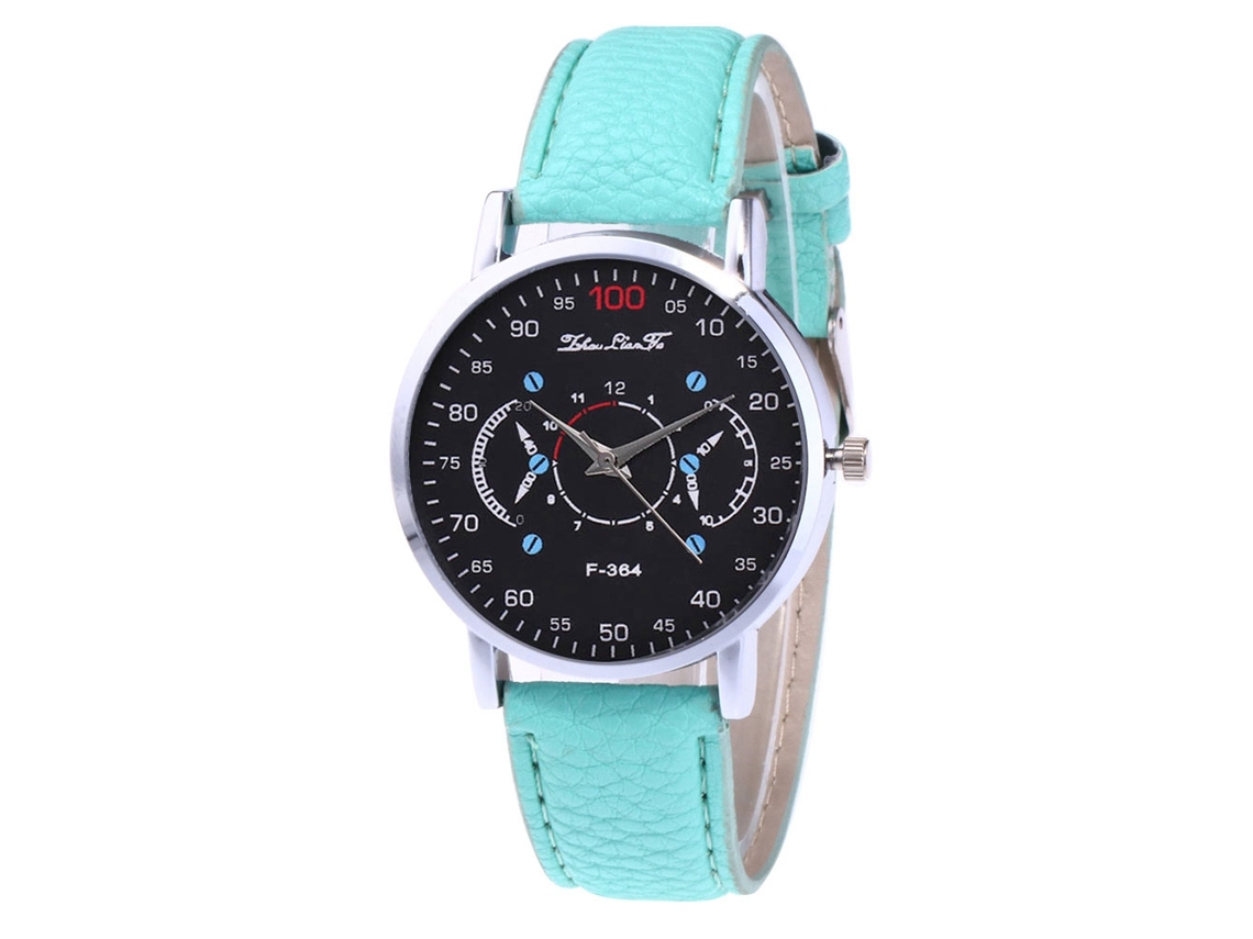 Relógio de Quartzo Casual Unissex Pulseira de Couro Pu Moda Acessório (verde Menta)