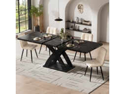Mesa Extensível Madeira 120 160cm Preta 6p VELTRIX