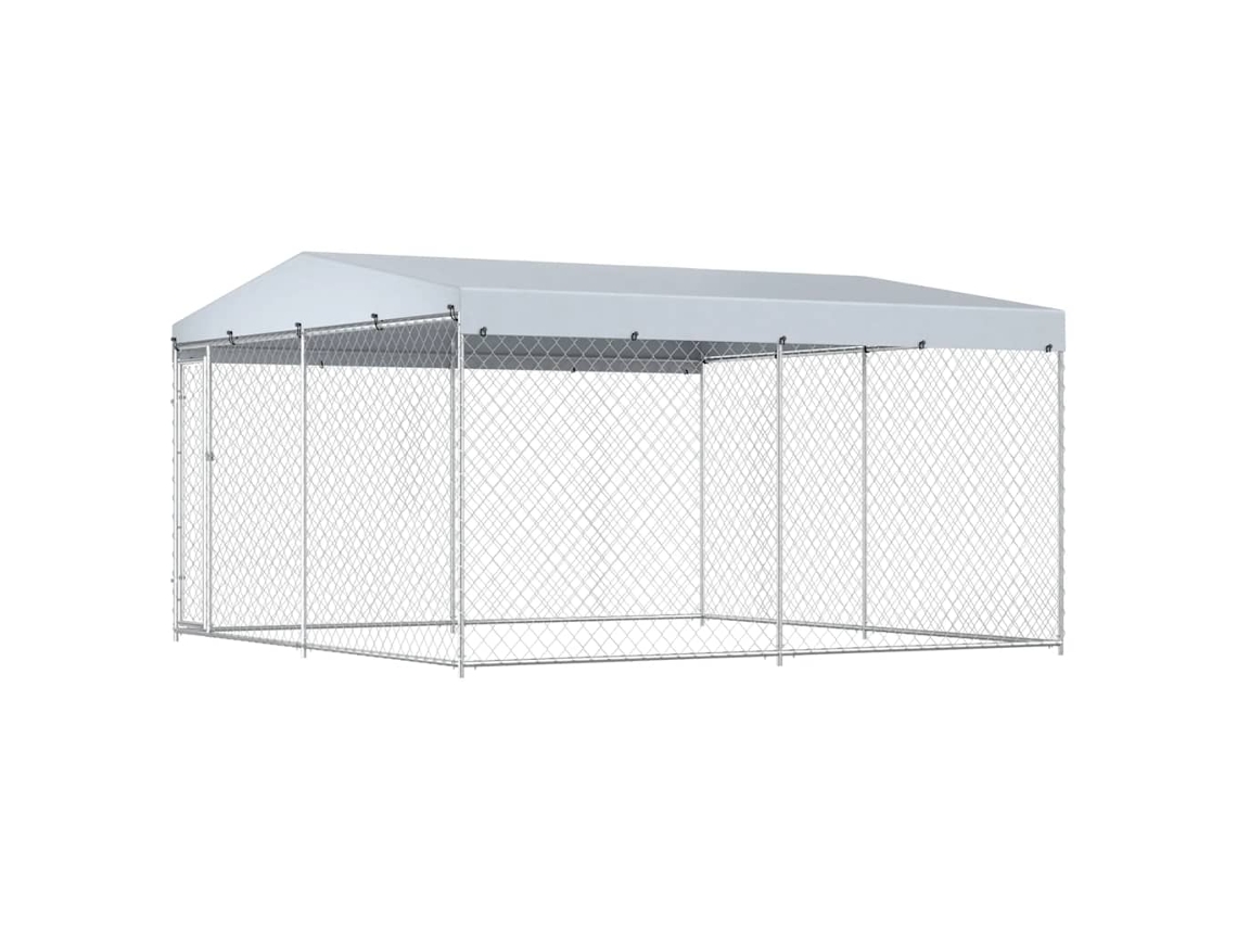 Vidaxl Canil De Exterior Com Telhado 382x382x225 Cm