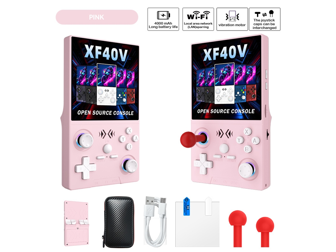 Console Portátil Xf40v Open Source | Tela Hd 4 Rgb, Joystick E Motor De Vibração Substituíveis 64gb Xf40v Rosa Sfushos