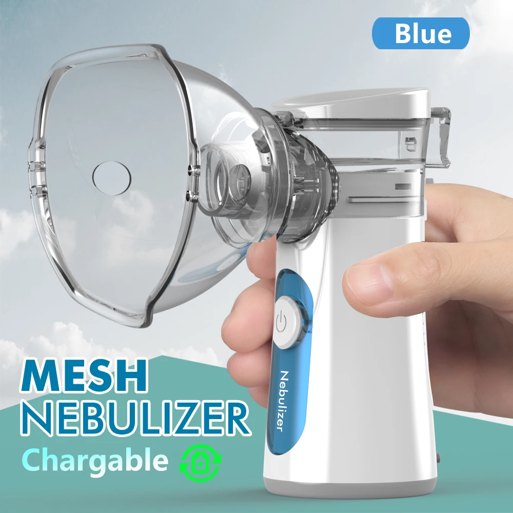 Nebulizador de Malha Silencioso Recarregável, Inalador Portátil, Cuidados de Saúde MDUG (azul)