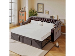Sofá cama Veludo Cinza Escuro 90/180x190 Braços Usb