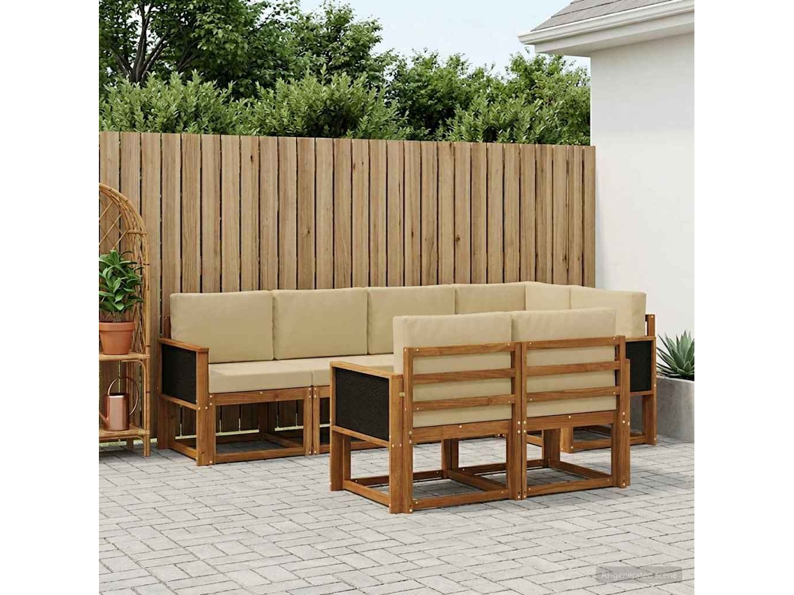 Vidaxl Conjunto De Sofás Para Exterior 7 Unid. Natural E Bege