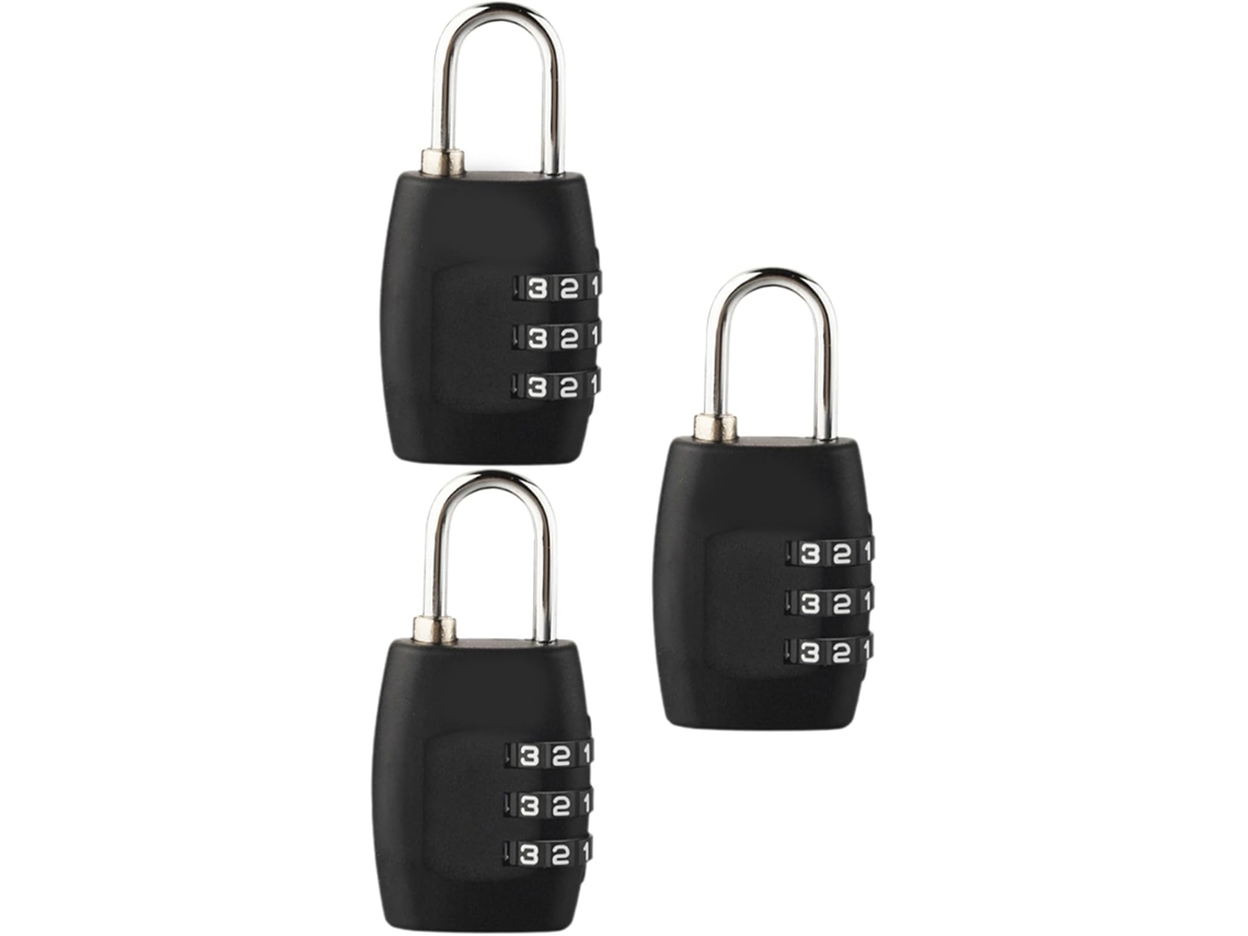 Conjunto De 3 Cadeados Combinação Resistentes Para Malas E Bolsas