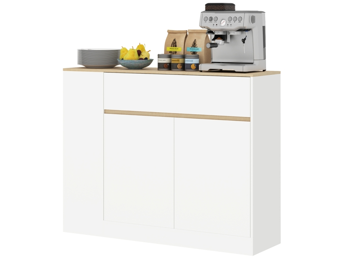 Sideboard LYYTUNG para Cozinha e Sala de Jantar, com Gavetas e Prateleira Ajustável, branco (105x30x81,5 cm)
