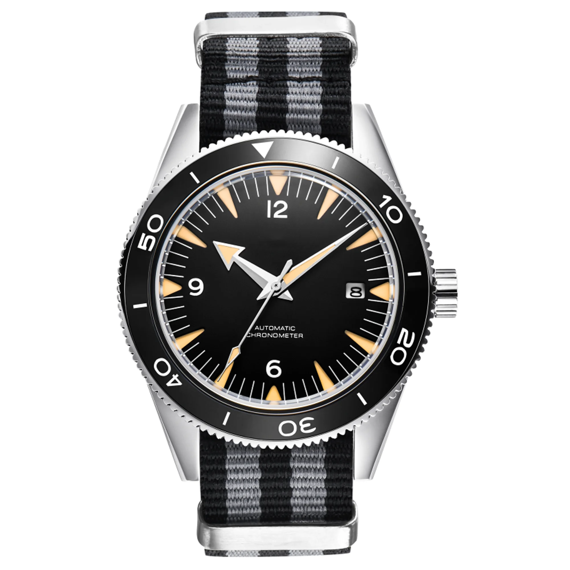 Relógio Masculino Automático De Negócios (preto E Dourado) 41 Mm, Modelo De Mergulho Com Cristal De Safira