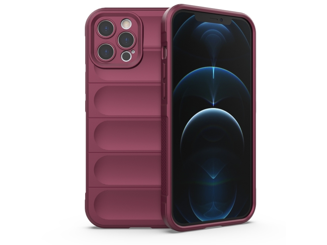 Capa Halinuia Para Iphone 12 Pro Max Magic Shield Tpu Vinho Tinto (proteção Integral, Interior Em Flanela)