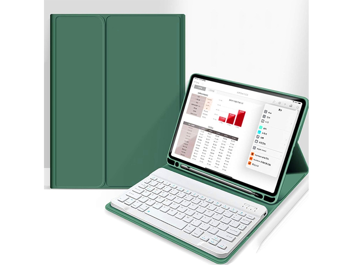 Capa Panoona Para Ipad 10ª Geração 2022, 10.9 Polegadas, Com Teclado E Suporte Para Caneta Verde Escuro
