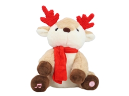 Brinquedo De Pelúcia Rena Com Luz E Música Suave Amigável Com A Pele Animado Para Mesa Ou Cama De Natal